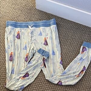 Women's Frozen Themed Pajama Bottoms - Blue and Cream